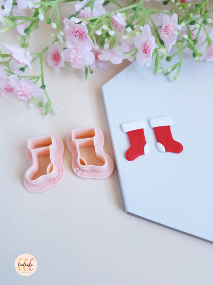 Emporte-pièces 3D en forme de chaussettes de Noël pour la fabrication de bijoux en argile polymère