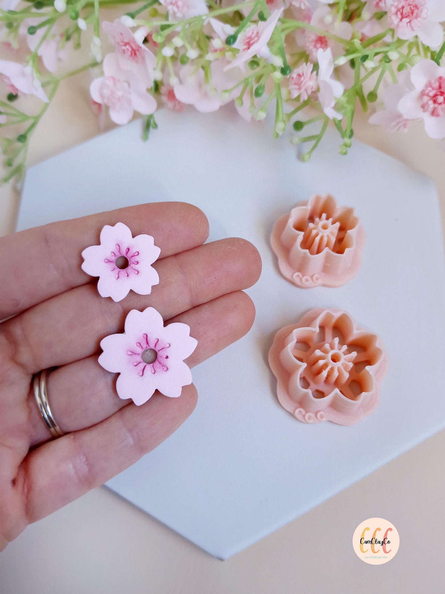 Emporte-pièces 3D fleurs de cerisiers pour la fabrication de bijoux en argile polymère, créoles interchangeables, pampilles