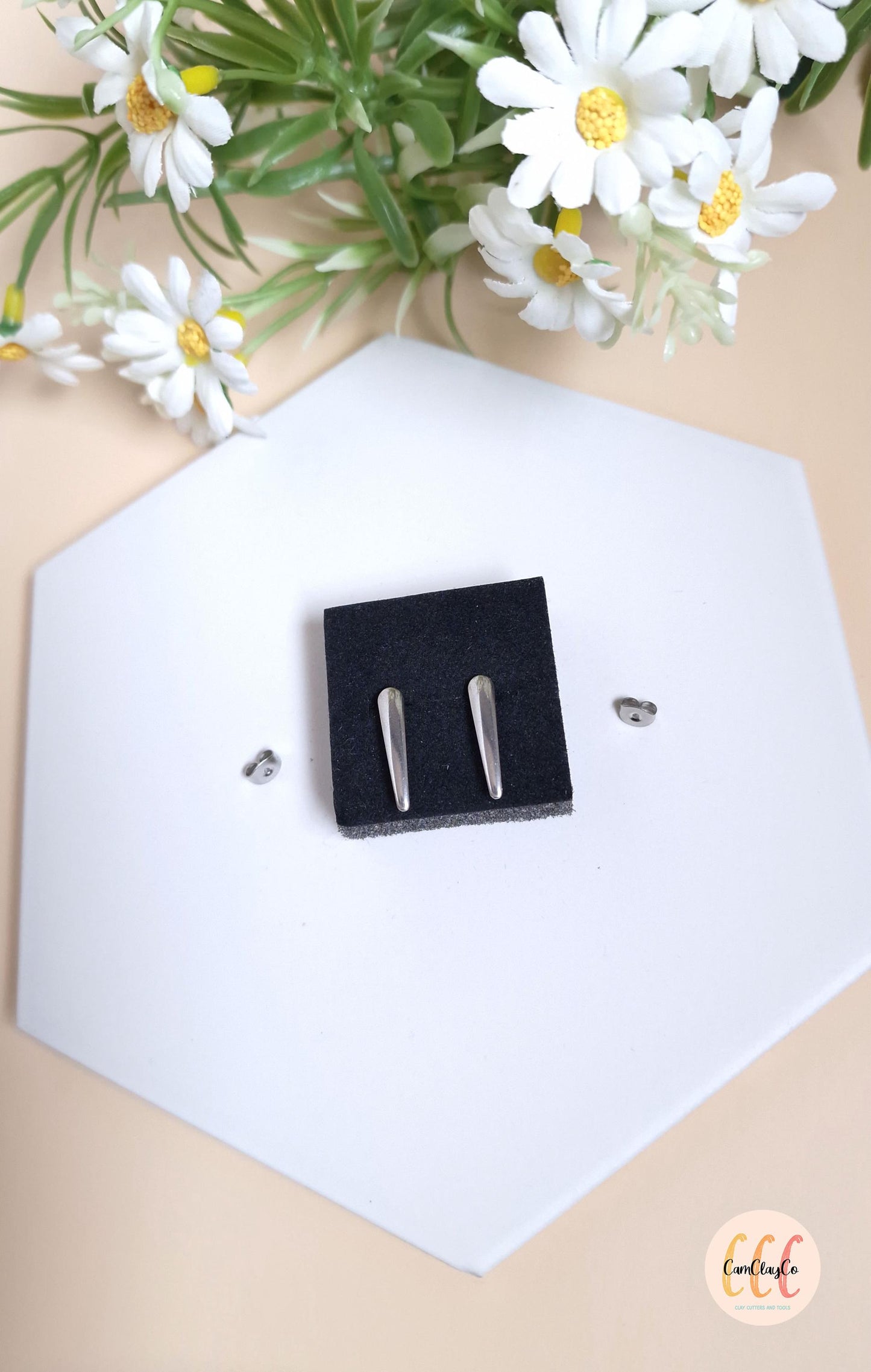 Boucles d'oreilles barres en acier inoxydable pour la fabrication de bijoux, doré et argenté - 2 pièces