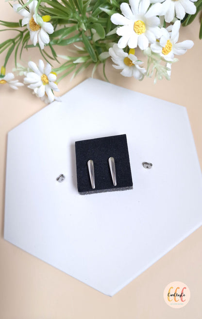 Boucles d'oreilles barres en acier inoxydable pour la fabrication de bijoux, doré et argenté - 2 pièces