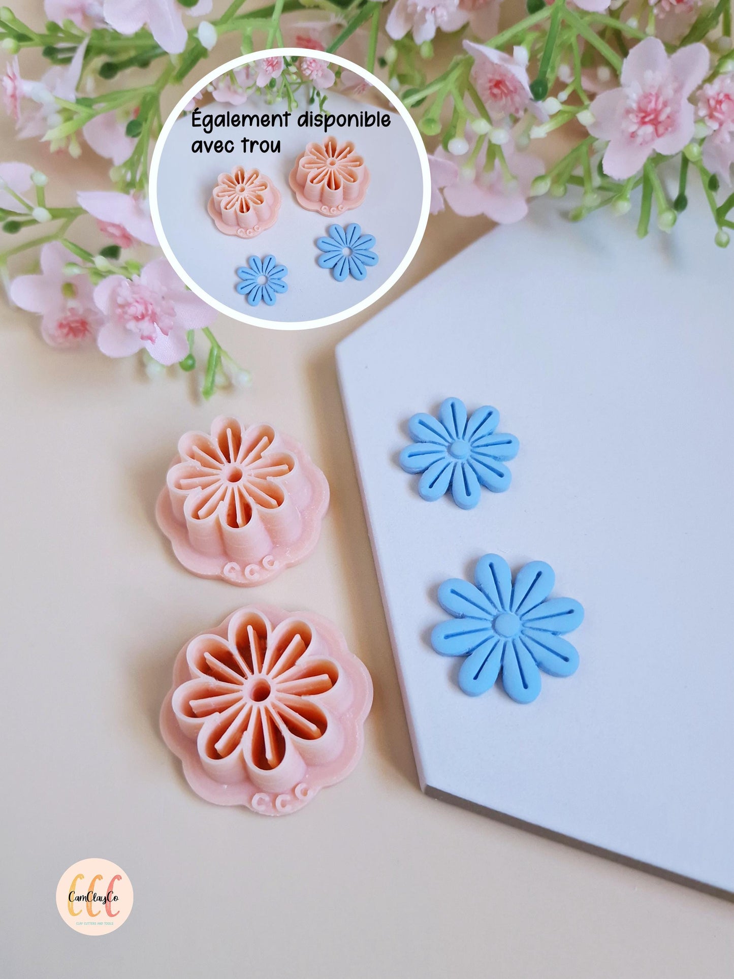 Emporte-pièces 3D fleurs à 8 pétales longs pour la fabrication de bijoux en argile polymère, créoles interchangeables, pampilles
