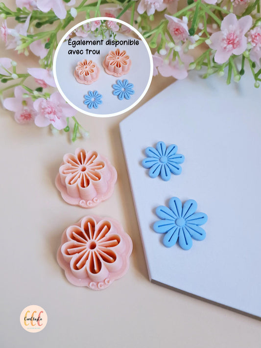 Emporte-pièces 3D fleurs à 8 pétales longs pour la fabrication de bijoux en argile polymère, créoles interchangeables, pampilles