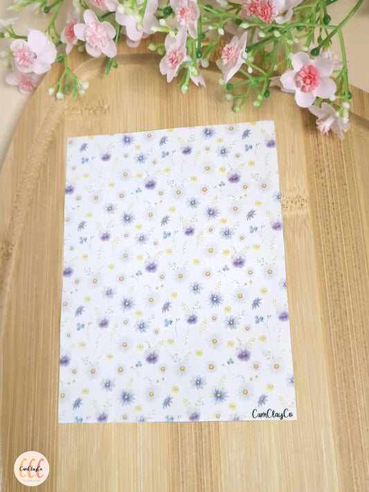 Feuille de transfert soluble à l'eau pour la fabrication de bijoux en argile polymère - Mix flowers 02