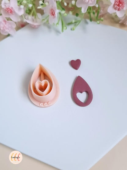 Emporte-pièce 3D en forme de goutte cœur pour la fabrication de bijoux en argile polymère