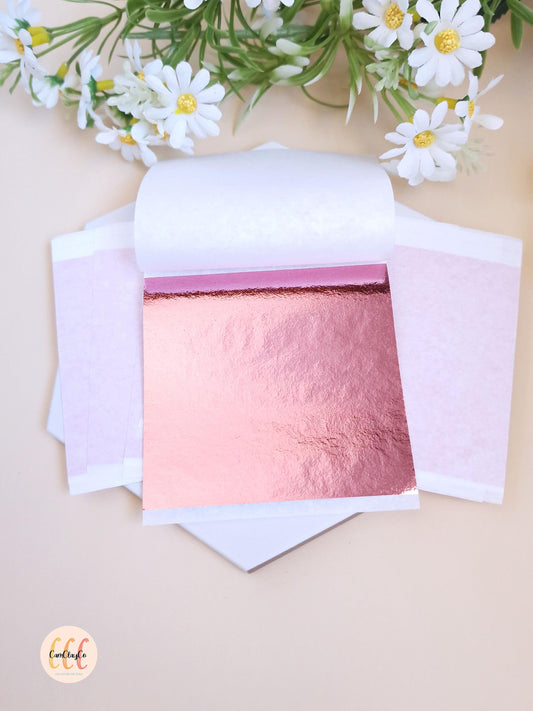 10 feuilles d'or - Rose rouge - Outil pour argile polymère et résine