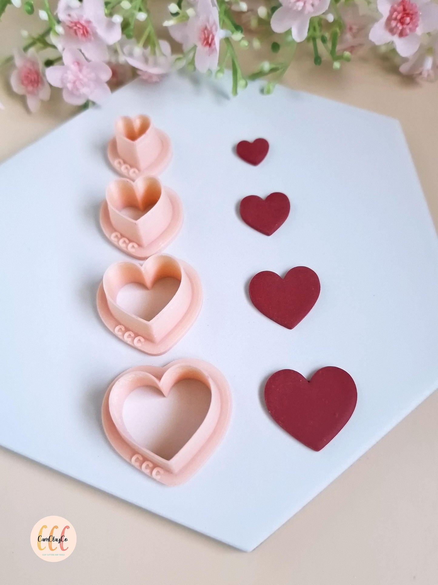 Emporte-pièces 3D en forme de cœurs simples pour la fabrication de bijoux en argile polymère