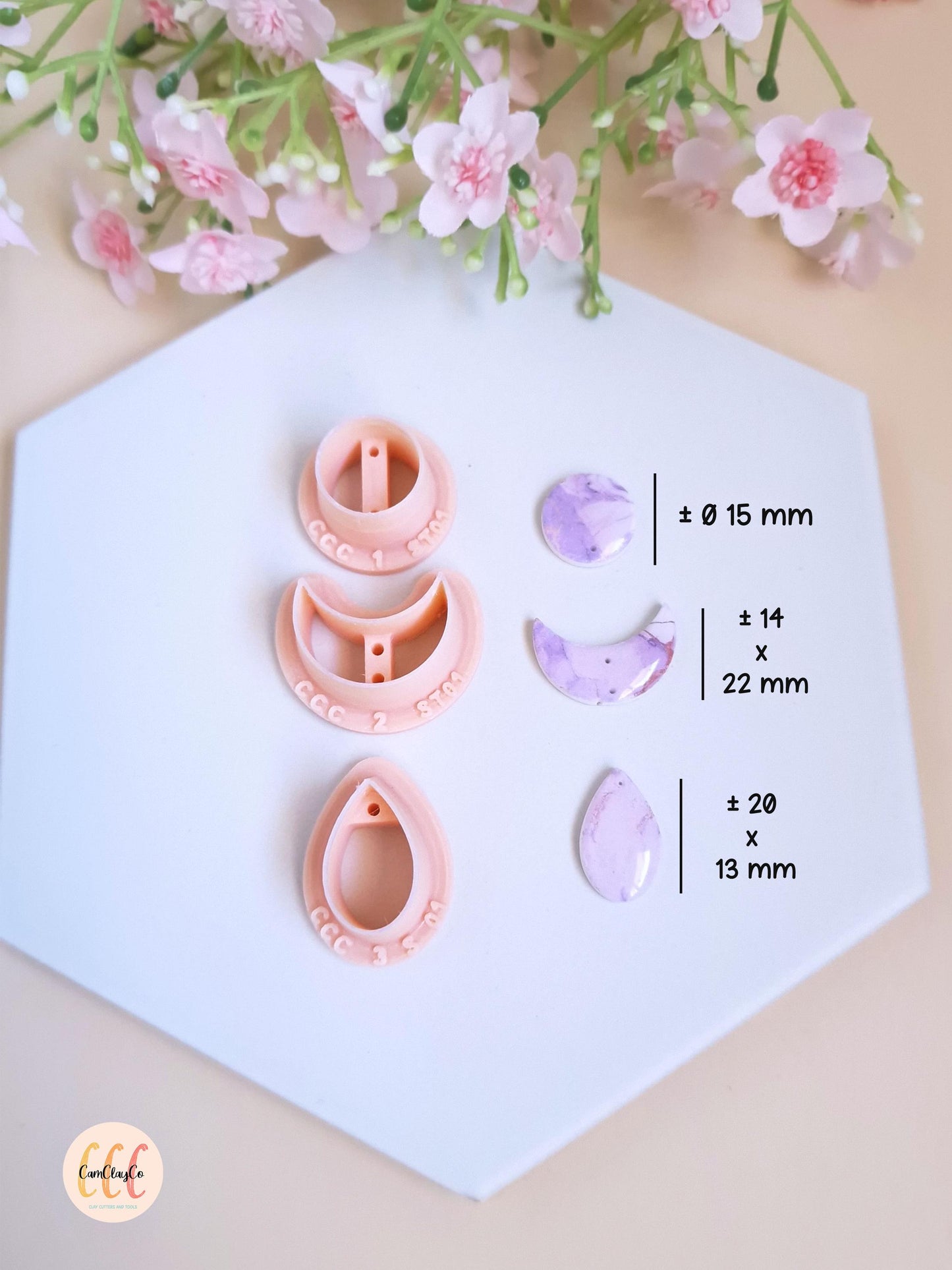 Set de trois emporte-pièces pour la fabrication de bijoux en argile polymère - ST01