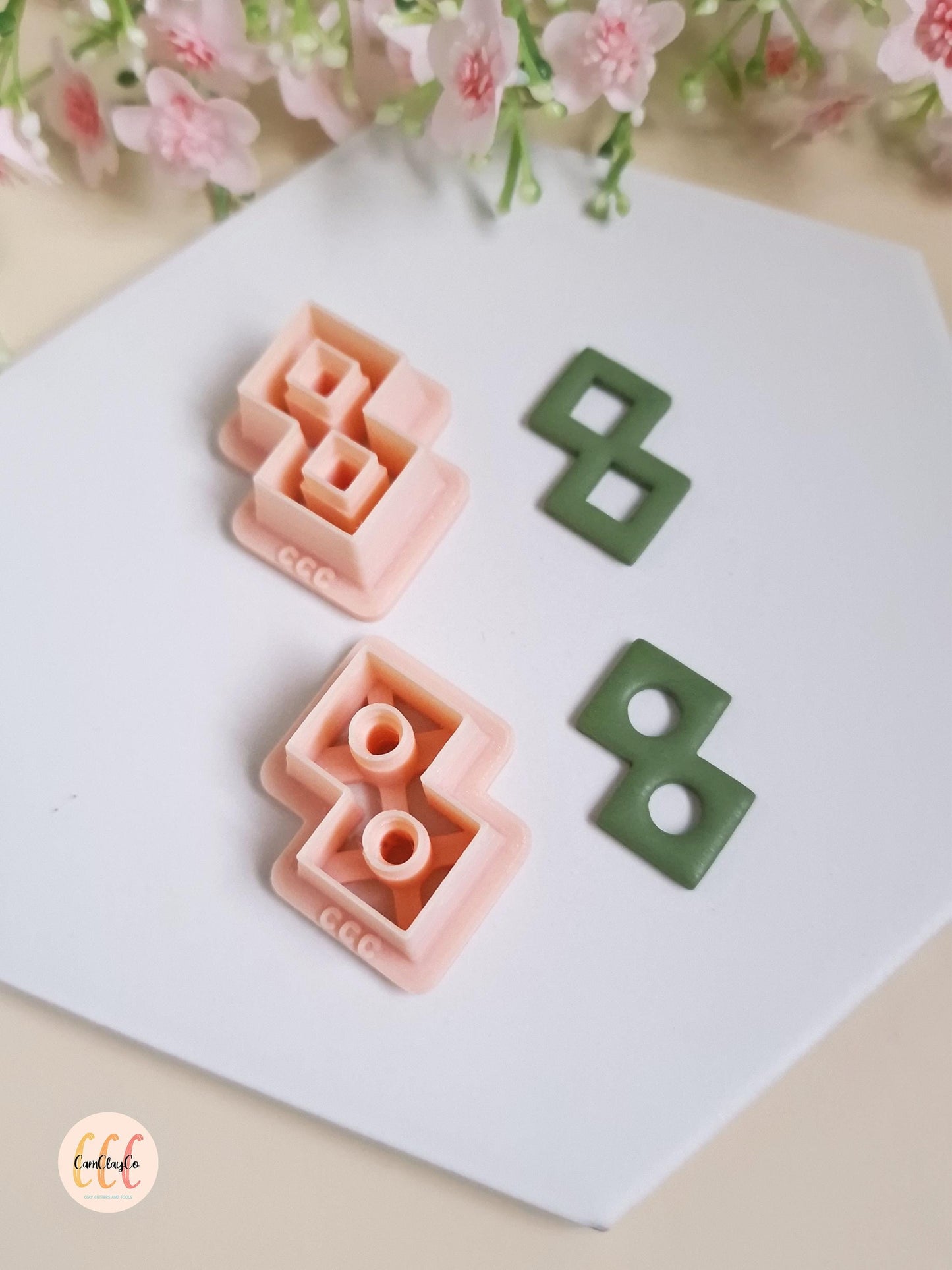Emporte-pièce 3D en forme de double carré creux pour la fabrication de bijoux en argile polymère, créoles interchangeables, pampilles