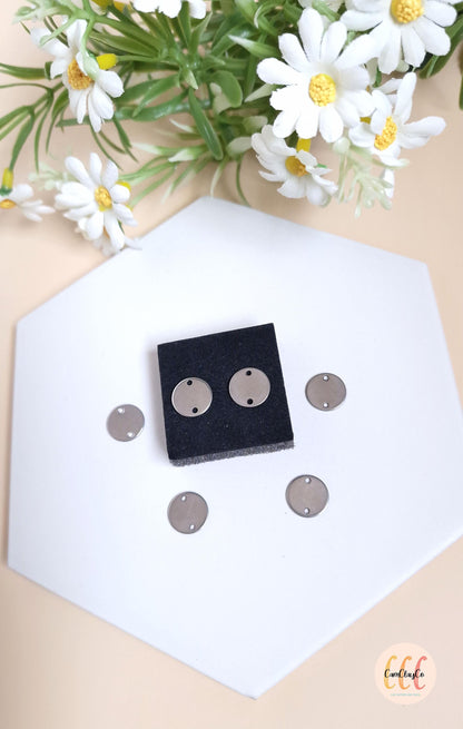 Connecteurs ronds lisses 12 mm en acier inoxydable pour la fabrication de bijoux, doré et argenté - 6 pièces