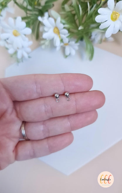 Boucles d'oreilles clous boules en acier inoxydable pour la fabrication de bijoux, doré et argenté - 6 pièces