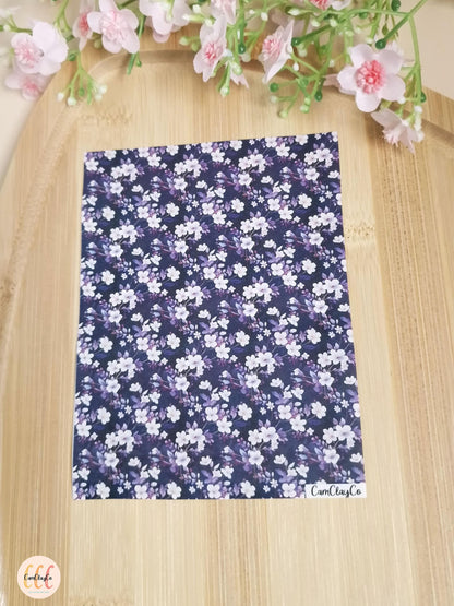 Feuille de transfert soluble à l'eau pour la fabrication de bijoux en argile polymère - Purple flowers 04