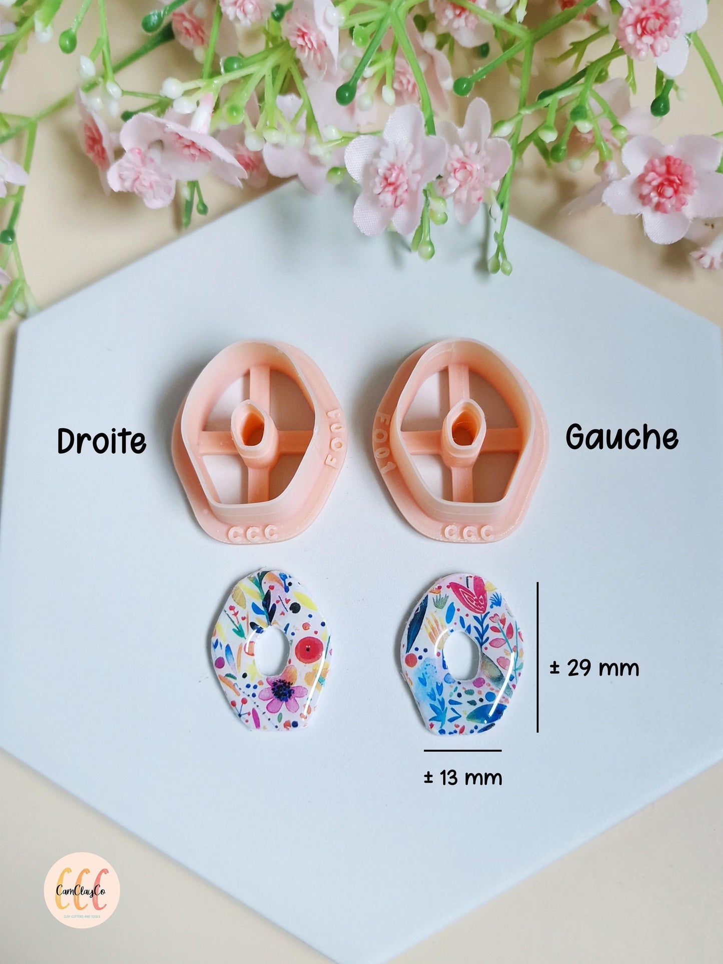 Emporte-pièce 3D forme organique pour la fabrication de bijoux en argile polymère, créoles interchangeables, pampilles - FO01
