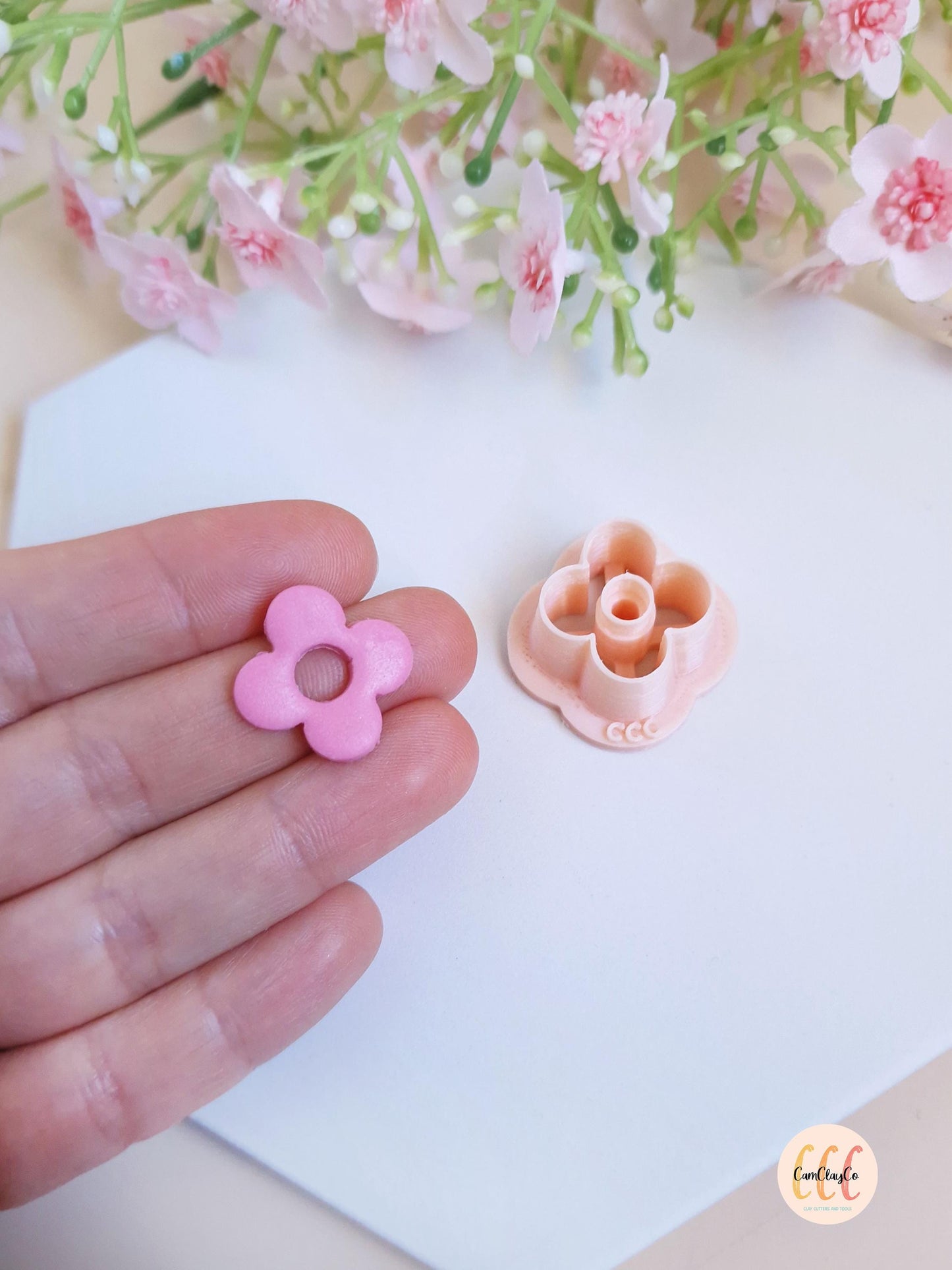 Emporte-pièces 3D en forme de fleur donut 4 pétales pour la fabrication de bijoux en argile polymère