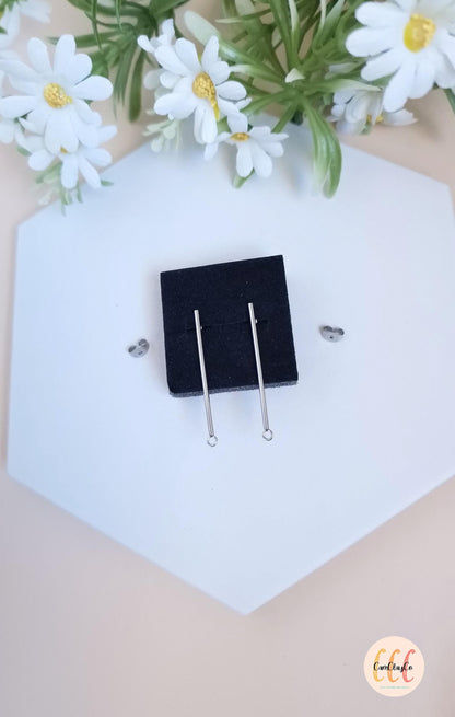 Boucles d'oreilles longues barres en acier inoxydable pour la fabrication de bijoux, doré et argenté - 2 pièces