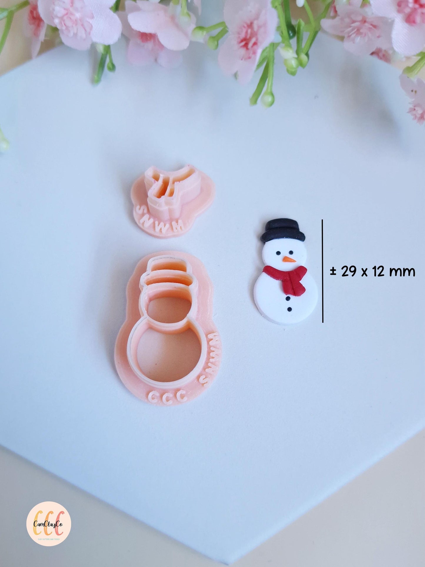 Set emporte-pièces 3D en forme de bonhomme de neige avec chapeau et écharpe pour la fabrication de bijoux en argile polymère