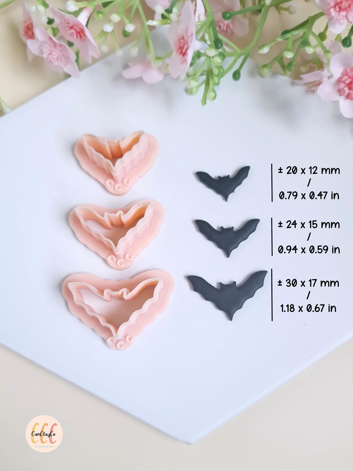 Emporte-pièces 3D en forme de chauve-souris de 3 tailles différentes pour la fabrication de bijoux en argile polymère