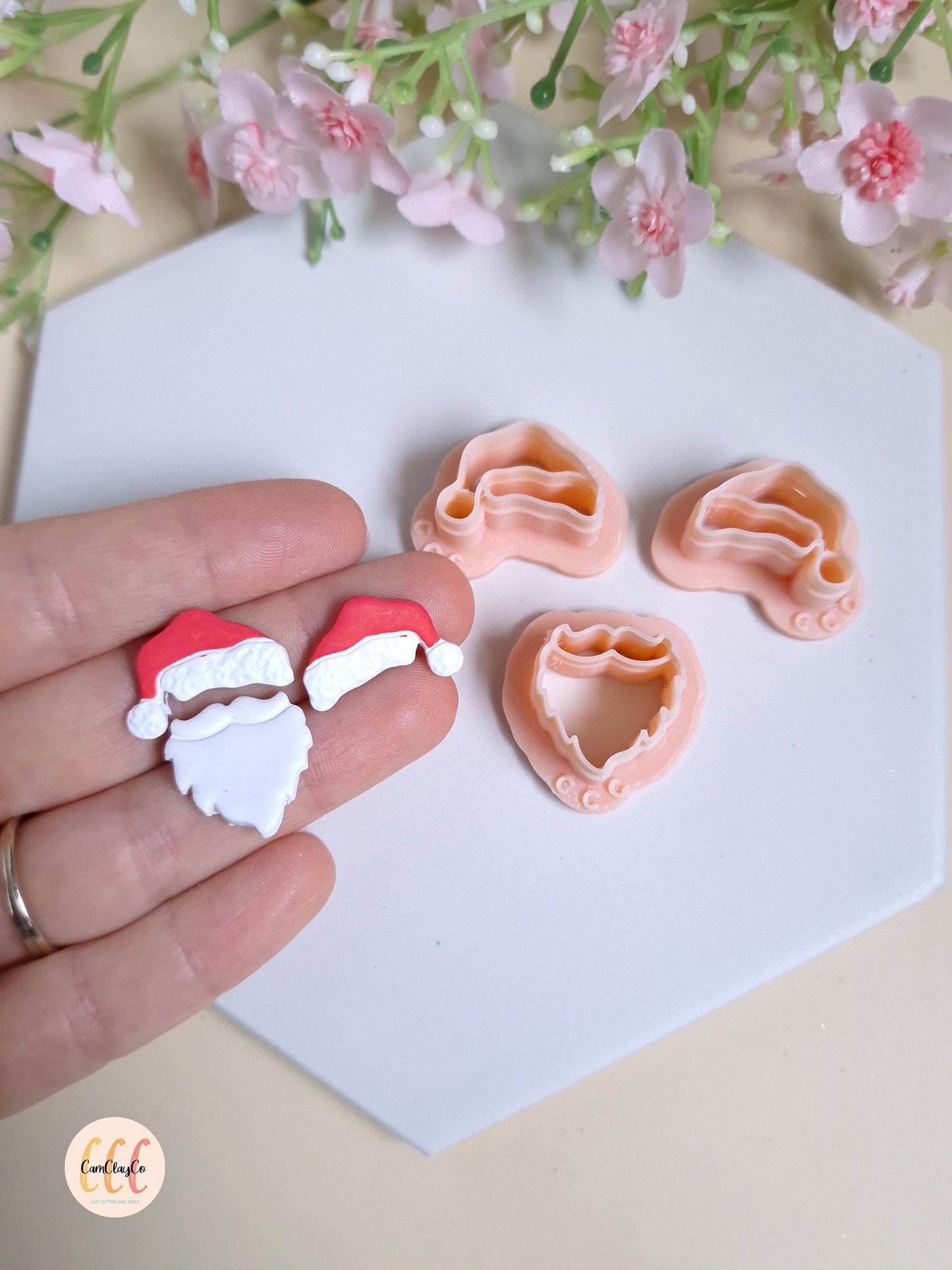 Emporte-pièces 3D en forme de barbe et bonnet du Père-Noël pour la fabrication de bijoux en argile polymère