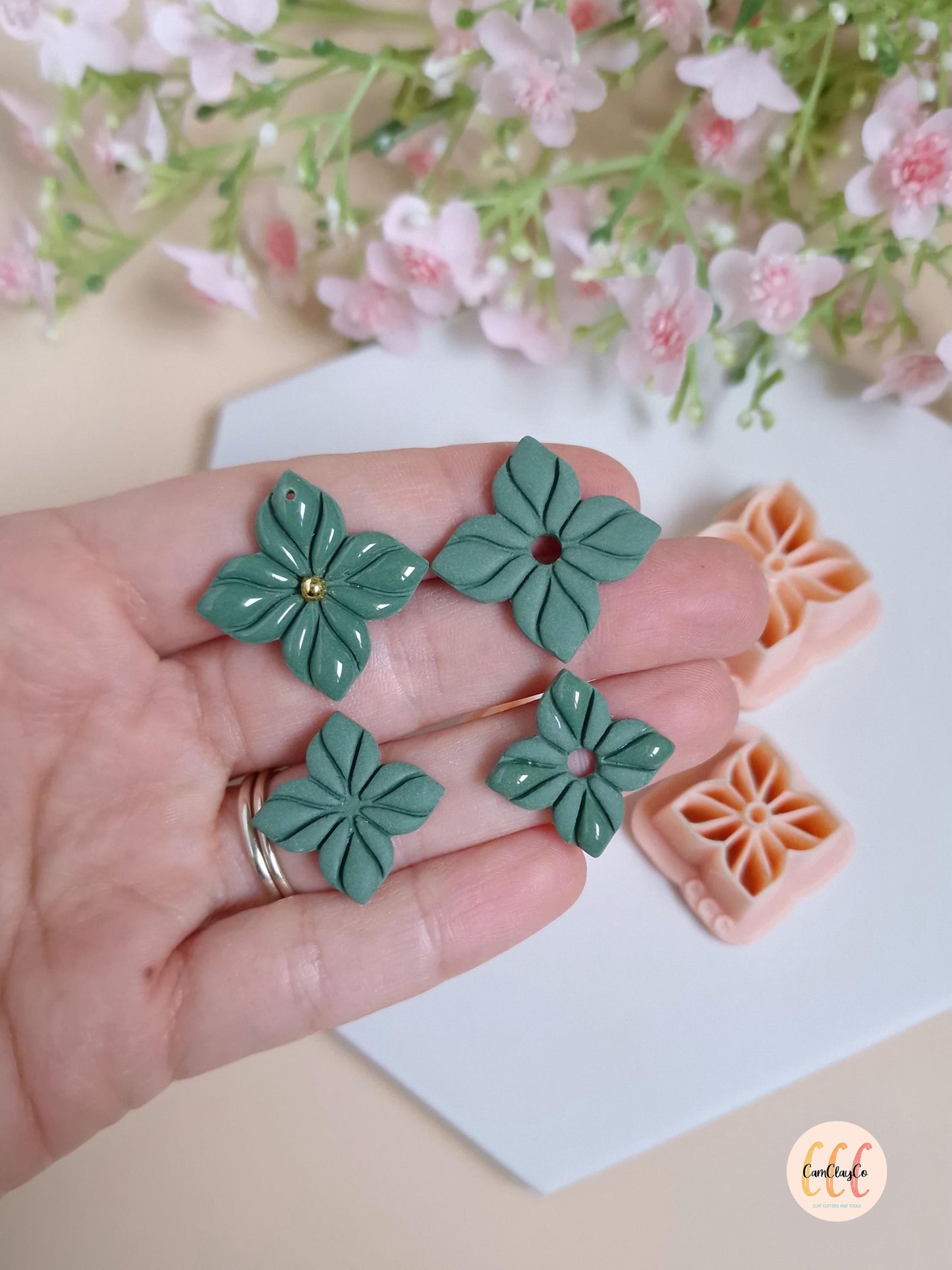 Emporte-pièces 3D fleurs abstraites élégantes pour la fabrication de bijoux en argile polymère, créoles interchangeables - Elegant 04