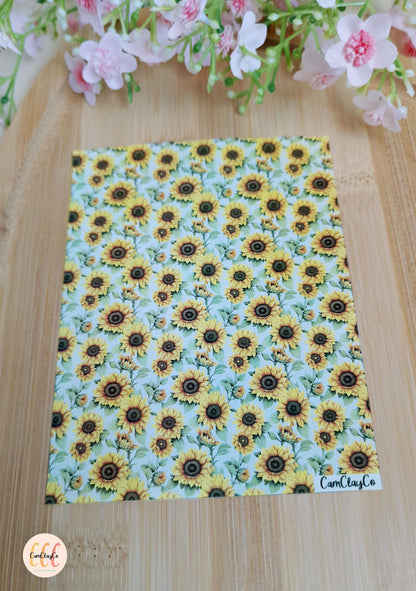 Feuille de transfert soluble à l'eau pour la fabrication de bijoux en argile polymère - Sunflowers 02