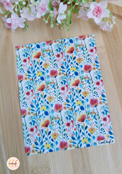 Water Soluble Transfer Sheet for Polymer Clay Jewelry Making - Watercolor Spring 05
