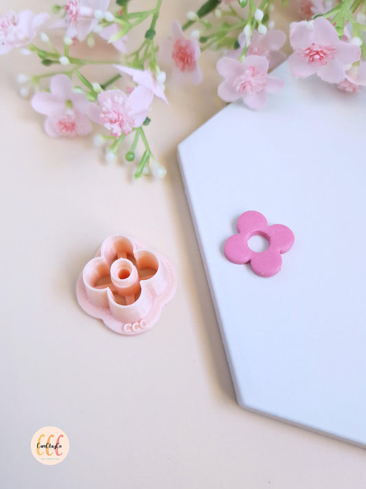 Emporte-pièces 3D en forme de fleur donut 4 pétales pour la fabrication de bijoux en argile polymère