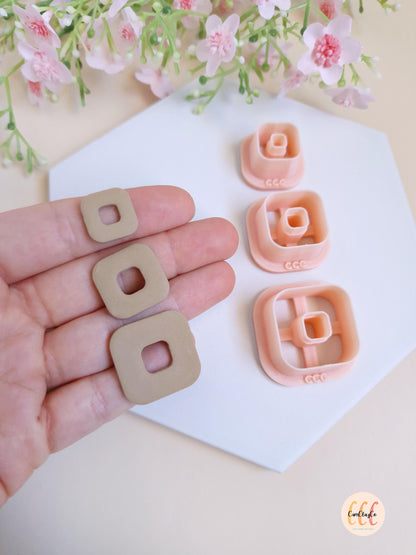 Emporte-pièces 3D en forme de carrés arrondis donuts pour la fabrication de bijoux en argile polymère