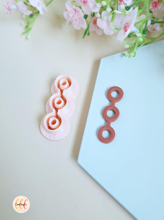 Emporte-pièce 3D en forme de triple  cercle donut pour la fabrication de bijoux en argile polymère, créoles interchangeables, pampilles