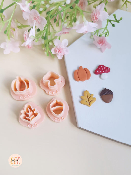 Emporte-pièces 3D en forme de champignon, feuille, gland et citrouille pour la fabrication de bijoux en argile polymère
