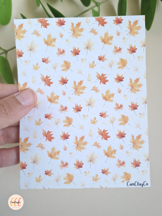 Feuille de transfert soluble à l'eau pour la fabrication de bijoux en argile polymère - Feuilles automne 01