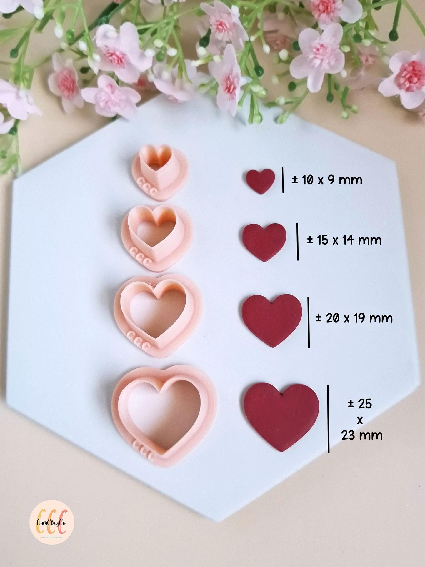Emporte-pièces 3D en forme de cœurs simples pour la fabrication de bijoux en argile polymère