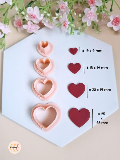 Emporte-pièces 3D en forme de cœurs simples pour la fabrication de bijoux en argile polymère
