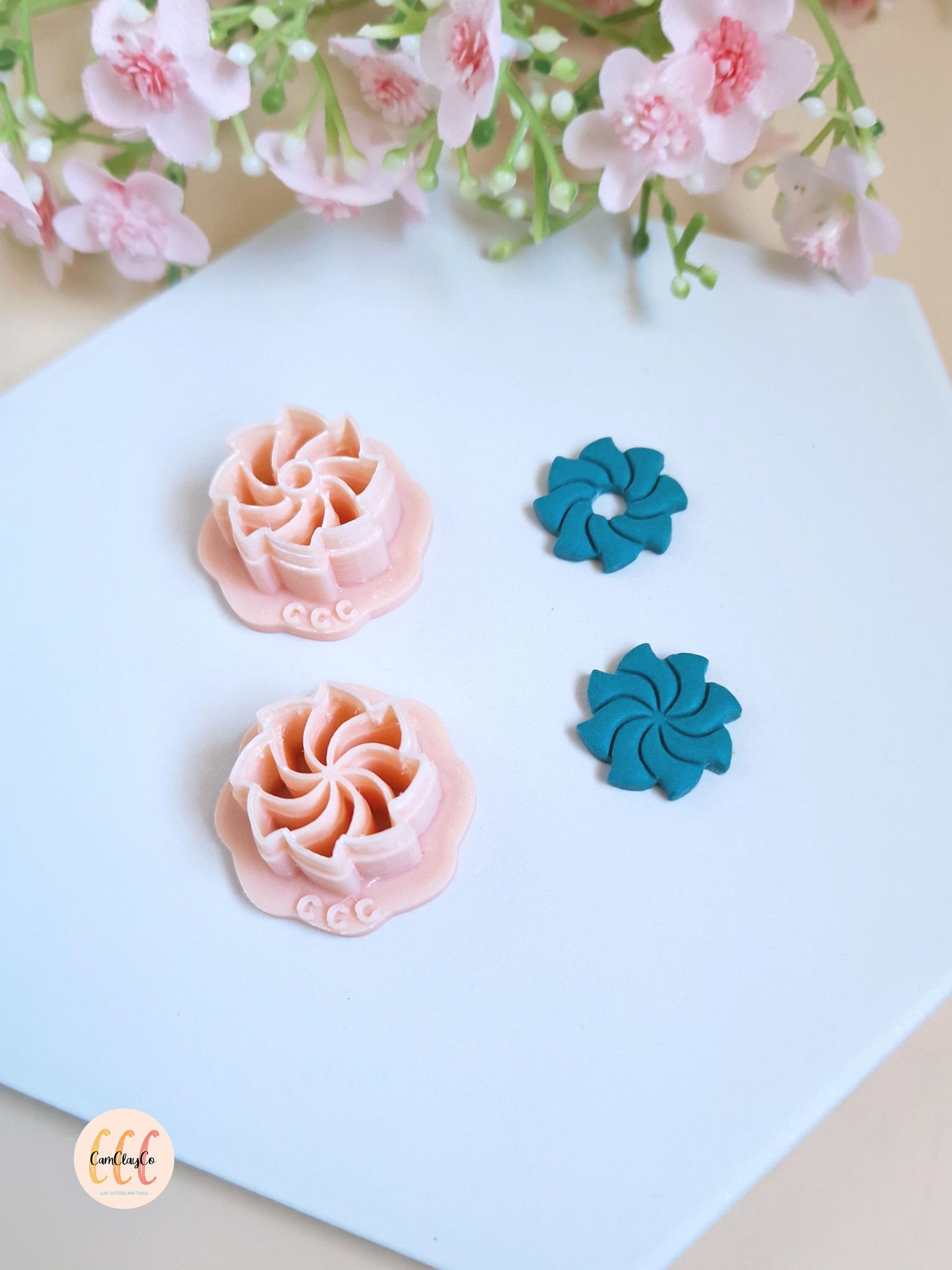 Emporte-pièces 3D fleurs spirales 8 pétales pour la fabrication de bijoux en argile polymère, pampilles pour créoles interchangeables