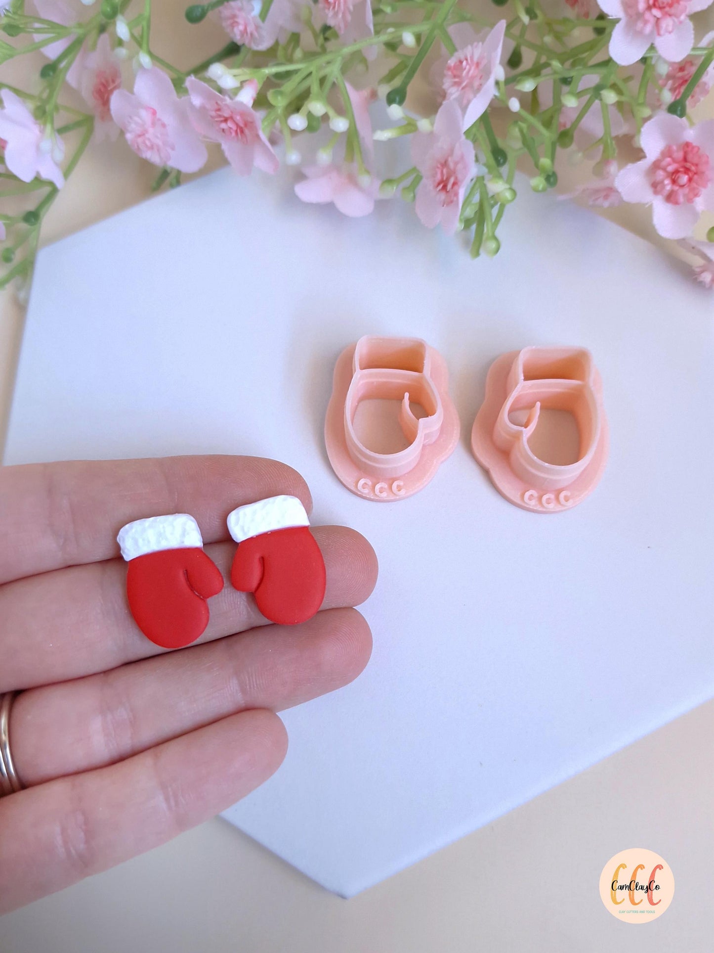 Emporte-pièces 3D en forme de moufles, gants de Noël pour la fabrication de bijoux en argile polymère
