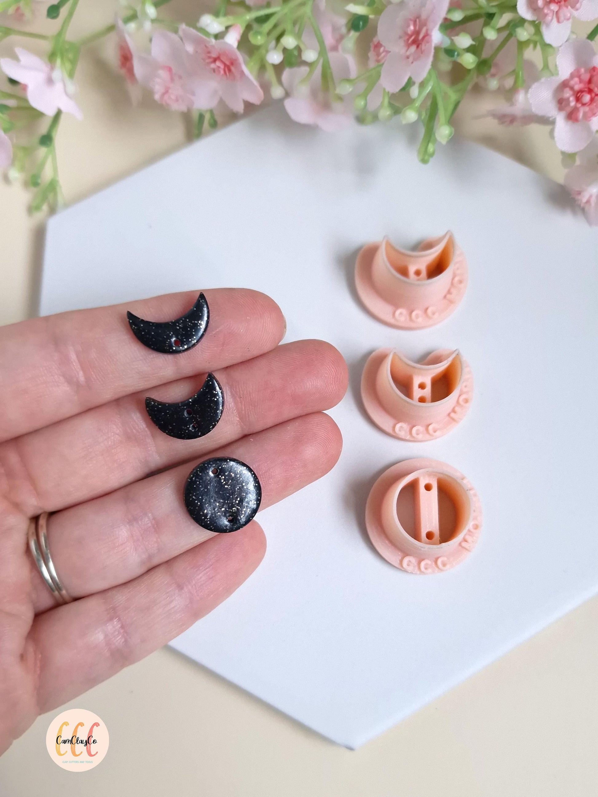 Set de trois emporte-pièces phases de la lune pour la fabrication de bijoux en argile polymère