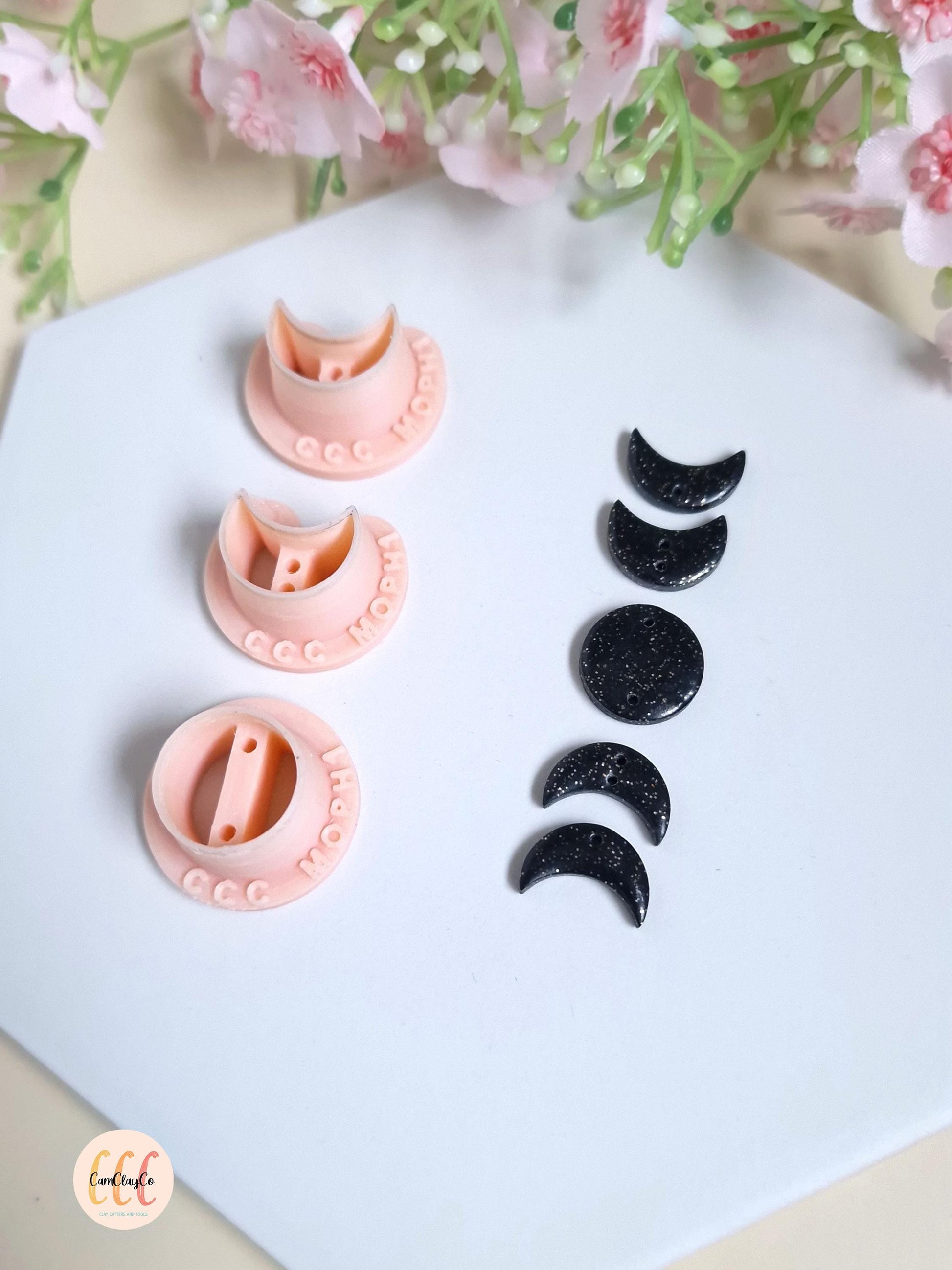 Set de trois emporte-pièces phases de la lune pour la fabrication de bijoux en argile polymère