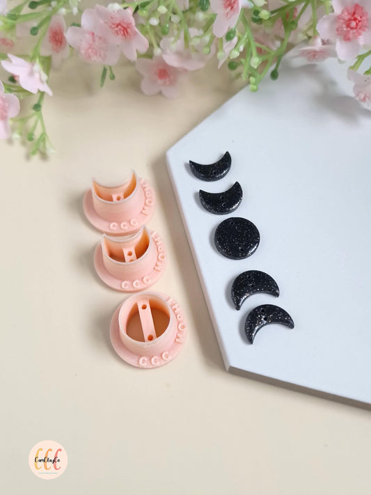 Set de trois emporte-pièces phases de la lune pour la fabrication de bijoux en argile polymère
