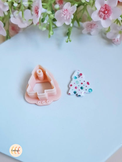 Emporte-pièce 3D sapin avec trou pour la fabrication de bijoux en argile polymère, créoles interchangeables, pampilles - Sapin pampille