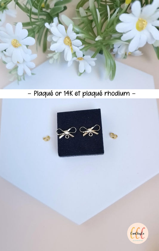 Boucles d'oreilles nœuds plaqués or 14K ou plaqués rhodium pour la fabrication de bijoux - 2 pièces