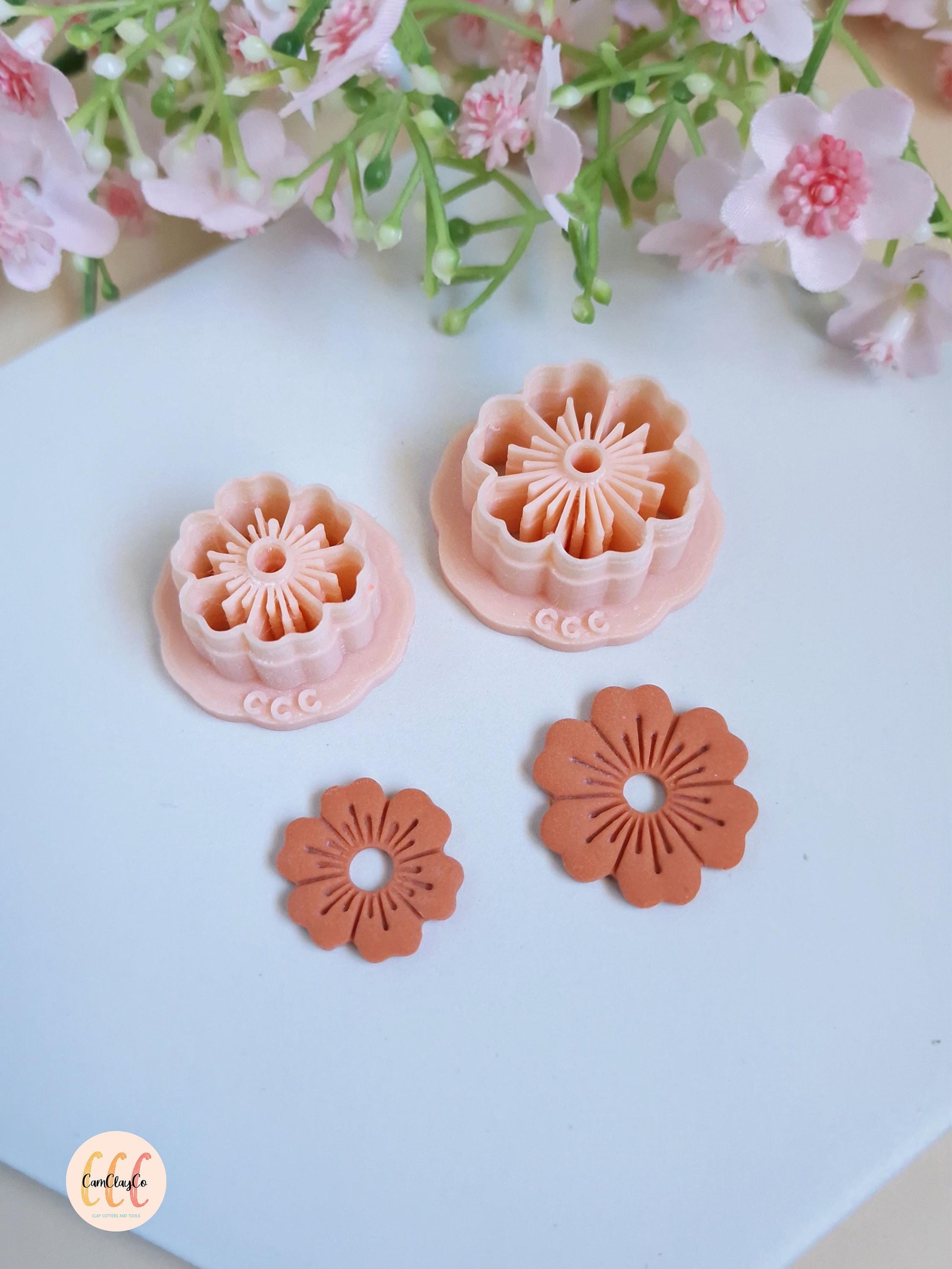 Emporte-pièces 3D fleurs à 6 pétales doubles pour la fabrication de bijoux en argile polymère, créoles interchangeables, pampilles