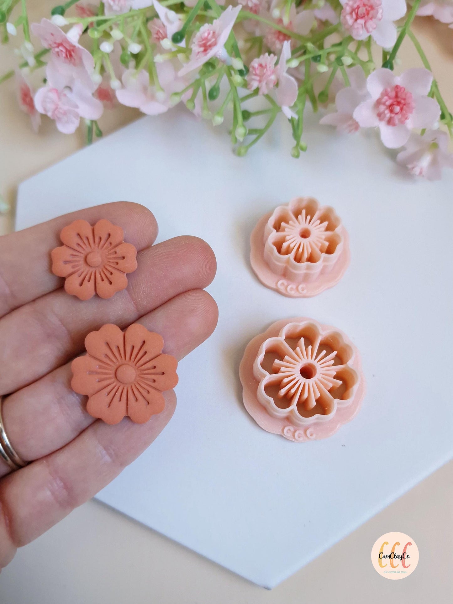 Emporte-pièces 3D fleurs à 6 pétales doubles pour la fabrication de bijoux en argile polymère, créoles interchangeables, pampilles