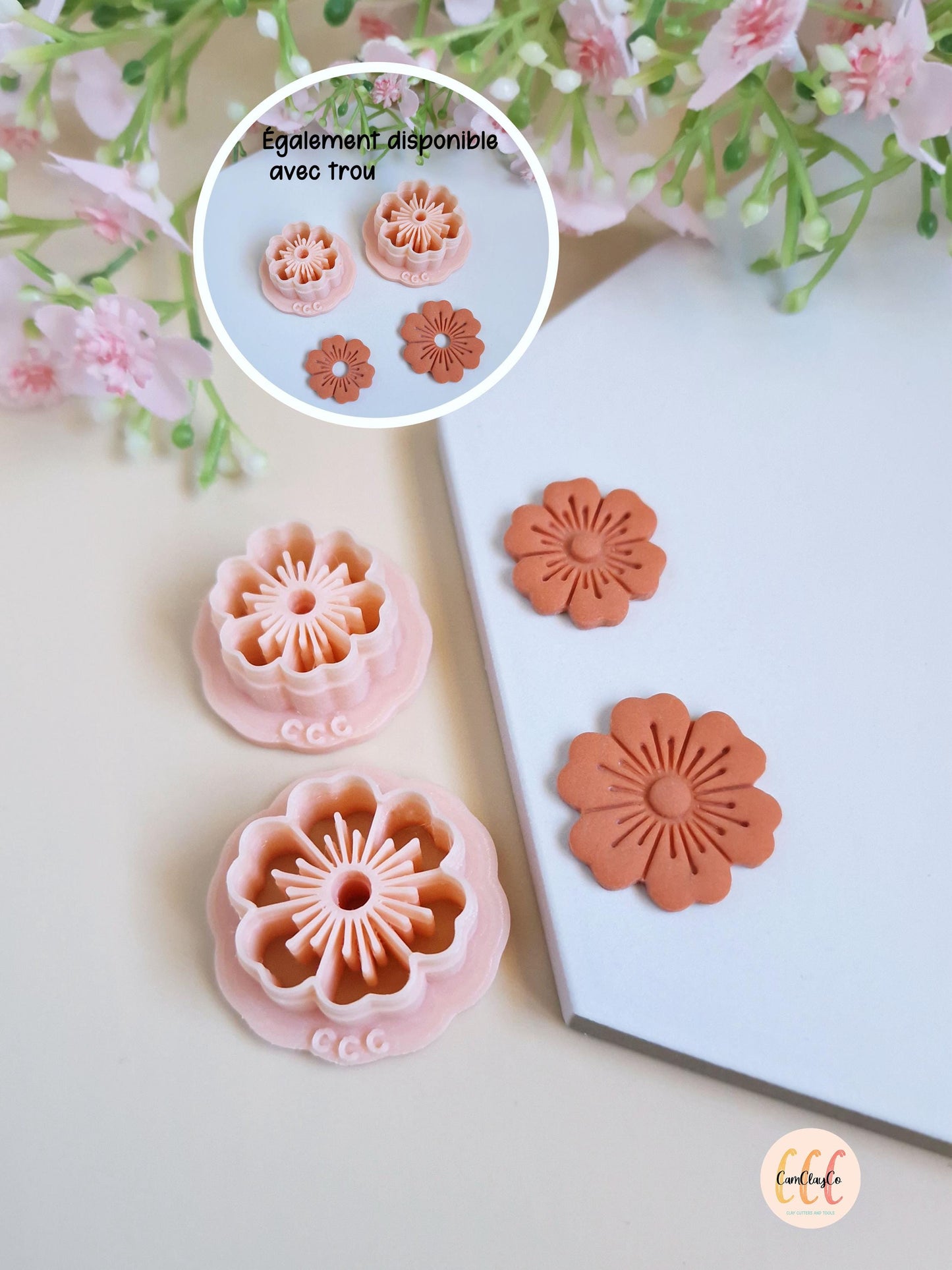 Emporte-pièces 3D fleurs à 6 pétales doubles pour la fabrication de bijoux en argile polymère, créoles interchangeables, pampilles