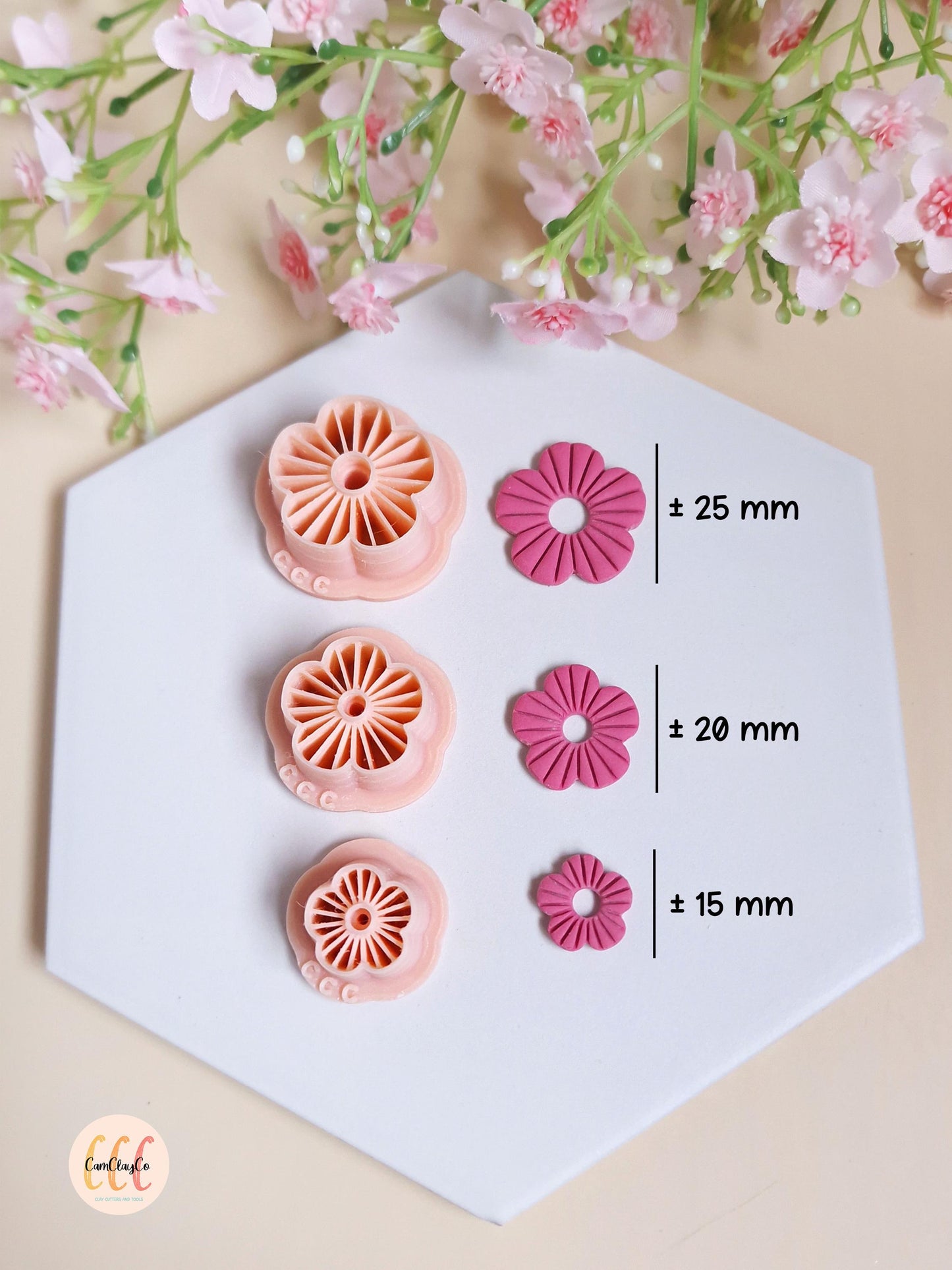 Emporte-pièces en forme de fleurs à 5 pétales striés pour la fabrication de bijoux en argile polymère, créoles interchangeables, pampilles