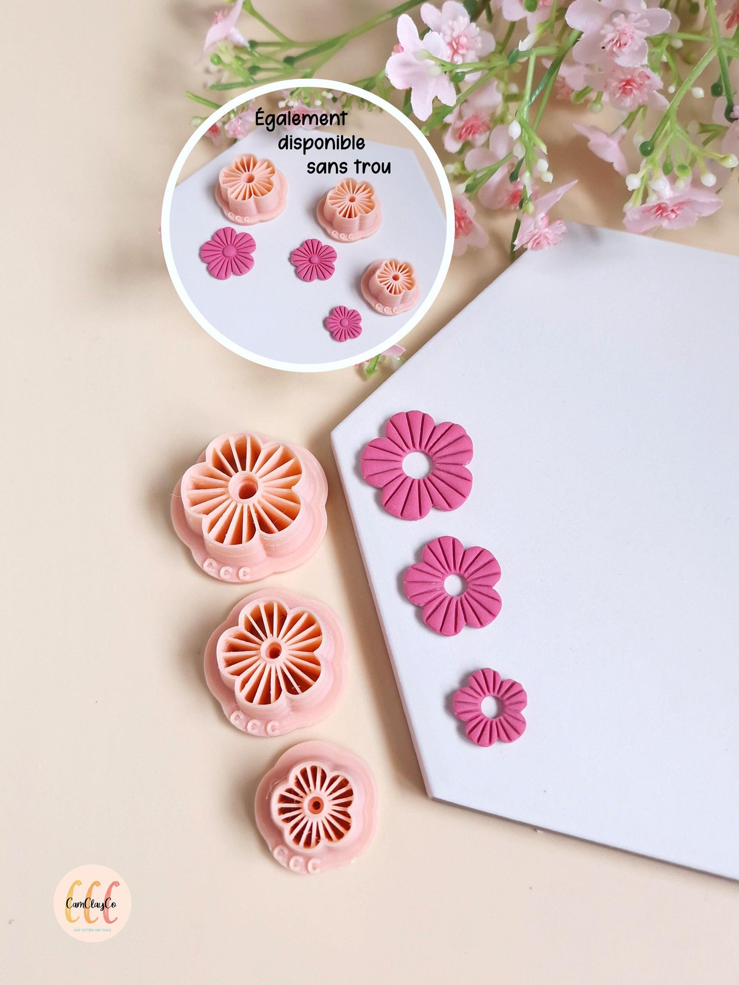 Emporte-pièces en forme de fleurs à 5 pétales striés pour la fabrication de bijoux en argile polymère, créoles interchangeables, pampilles