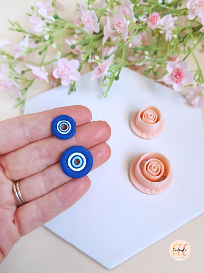 Emporte-pièces 3D en forme de mauvais œil, evil eye, pour la fabrication de bijoux en argile polymère, pampilles créoles interchangeables
