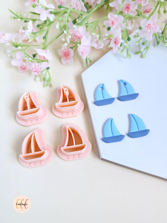 Emporte-pièce 3D forme de bateau voilier pour la fabrication de bijoux en argile polymère, créoles interchangeables, pampilles