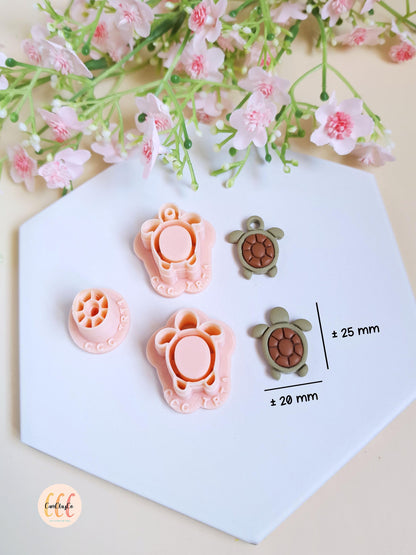 Emporte-pièce 3D forme de tortue avec sa carapace pour la fabrication de bijoux en argile polymère, créoles interchangeables, pampilles