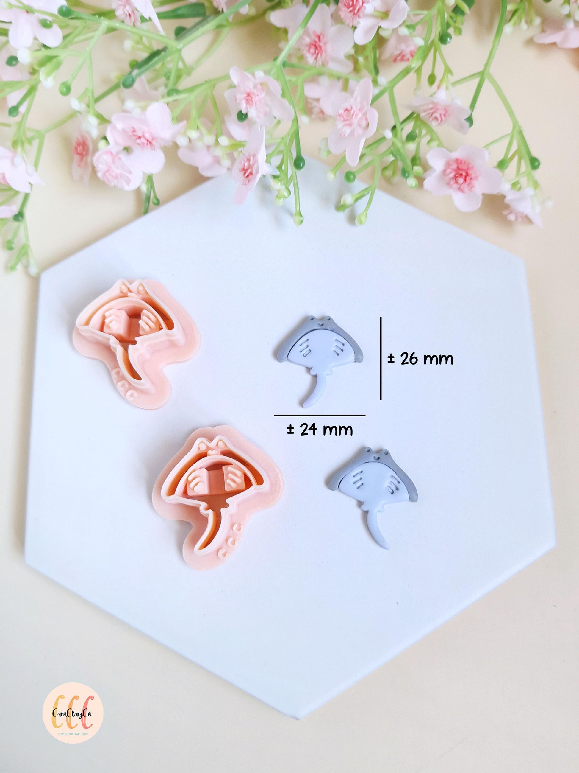 Emporte-pièce 3D forme de raie pour la fabrication de bijoux en argile polymère, créoles interchangeables, pampilles