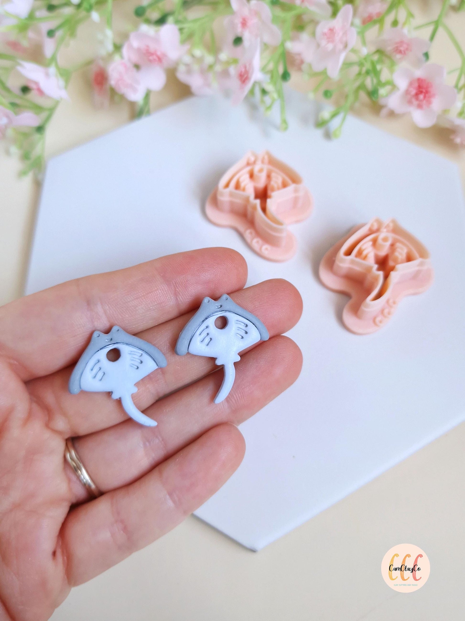 Emporte-pièce 3D forme de raie pour la fabrication de bijoux en argile polymère, créoles interchangeables, pampilles