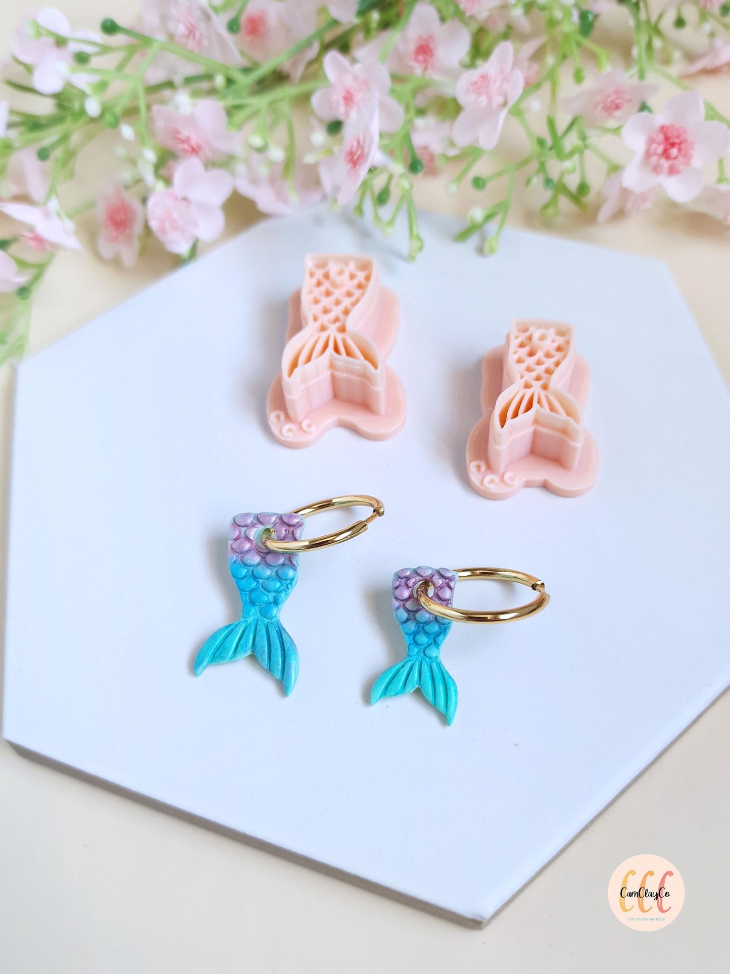 Emporte-pièces 3D forme de queues de sirène pour la fabrication de bijoux en argile polymère, créoles interchangeables, pampilles