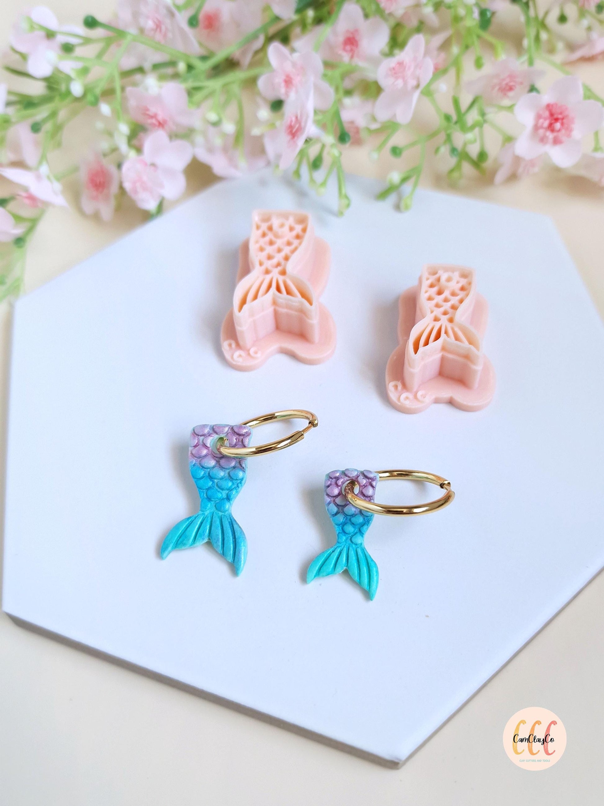 Emporte-pièces 3D forme de queues de sirène pour la fabrication de bijoux en argile polymère, créoles interchangeables, pampilles
